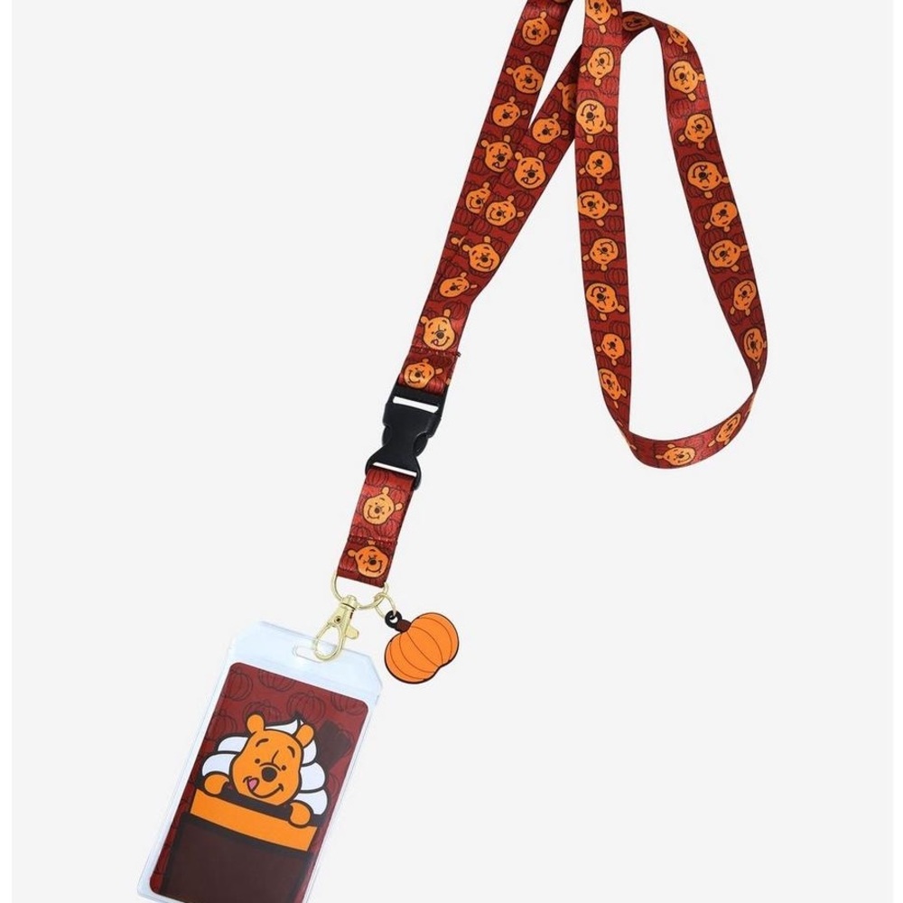 NWT Loungefly Disney Winnie the Pooh Pumpkin Spice Latte Lanyard.